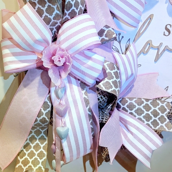 So Loved Wreath Deco Mesh Bows Farmhouse Cottage Wedding Engagement Anniversary - Picture 4 of 5